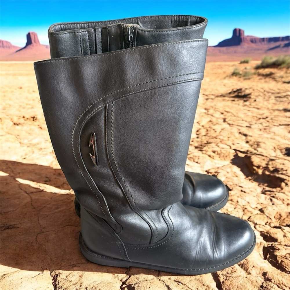 Black Leather Combat Boots